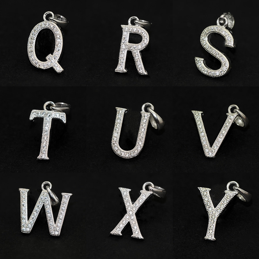 925纯银镶钻字母英文项链手链吊坠挂饰时尚日韩国女银配饰礼特价C