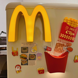 创意M记小夜灯冰箱贴磁贴薯条灯吸铁石装饰麦当劳汉堡包可爱个性