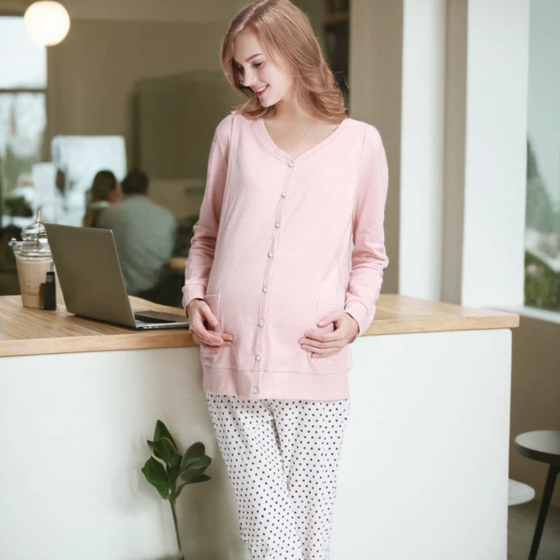 乔妮雅月子服纯棉产后春秋哺乳衣家居服套装