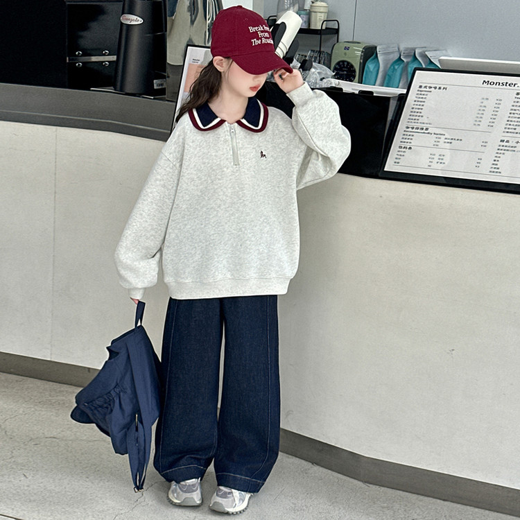 女童秋冬加绒套装2025新款牛套装