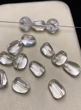 天然白水晶异形散珠搭配水晶手链diy散珠饰品配件椭圆形7a高冰透