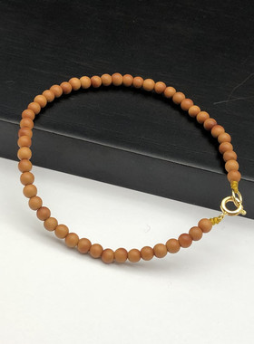 文玩橄榄籽细小3.0mm单圈手串DIY款手链女男搭配14k包金扣简约