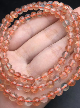 天然阿鲁沙金太阳石多圈手串橙日光石云母片招桃花转运水晶礼物女