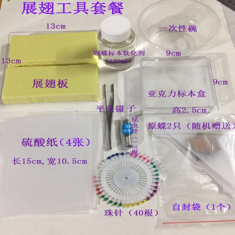 蝴蝶标本制作材料工具学生手工diy教学昆虫针标本盒展翅板镊子 特龙标本工艺品 淘优券