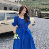 【现货]华夫格克莱因蓝连衣裙浙宝B252-2225-P110K168，女装连衣裙，浙宝252