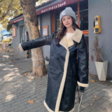 【现货】皮毛一体羊羔毛长款皮风衣浙宝B252-23133-P225-K299，女装皮衣，浙宝252