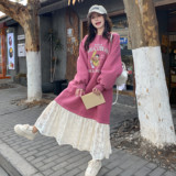 【现货】蕾丝拼接长款卫衣浙宝B252-2437-P125-K188现货，女装连衣裙，浙宝252