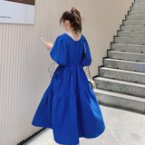 【大量现货]宽松可以收腰克莱因蓝衣裙浙宝B252-2225-P125K188，女装连衣裙，浙宝252