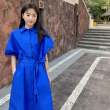 【现货】克莱因蓝衬衫连衣裙浙宝B252-2211-P100-K158现货，女装连衣裙，浙宝252