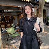 黑色高级感绝美风衣外套女2025秋季新款法式气质赫本风中长款大衣，女装风衣，浙宝252