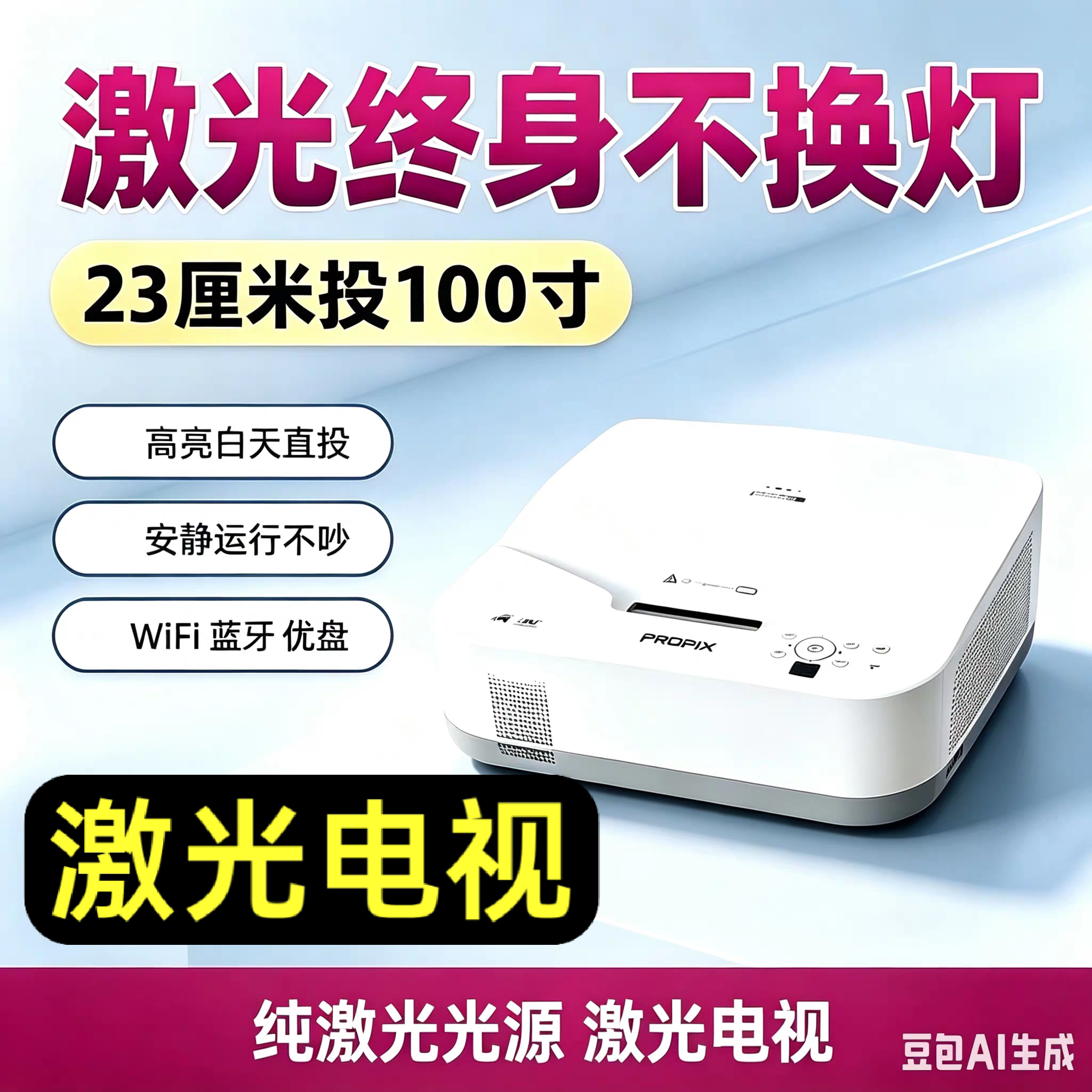 光峰/派克斯UW380C超短焦激光投影仪3d家用高清家庭影院wifi投屏同屏办公教学明基激光支持1080p4k激光电视