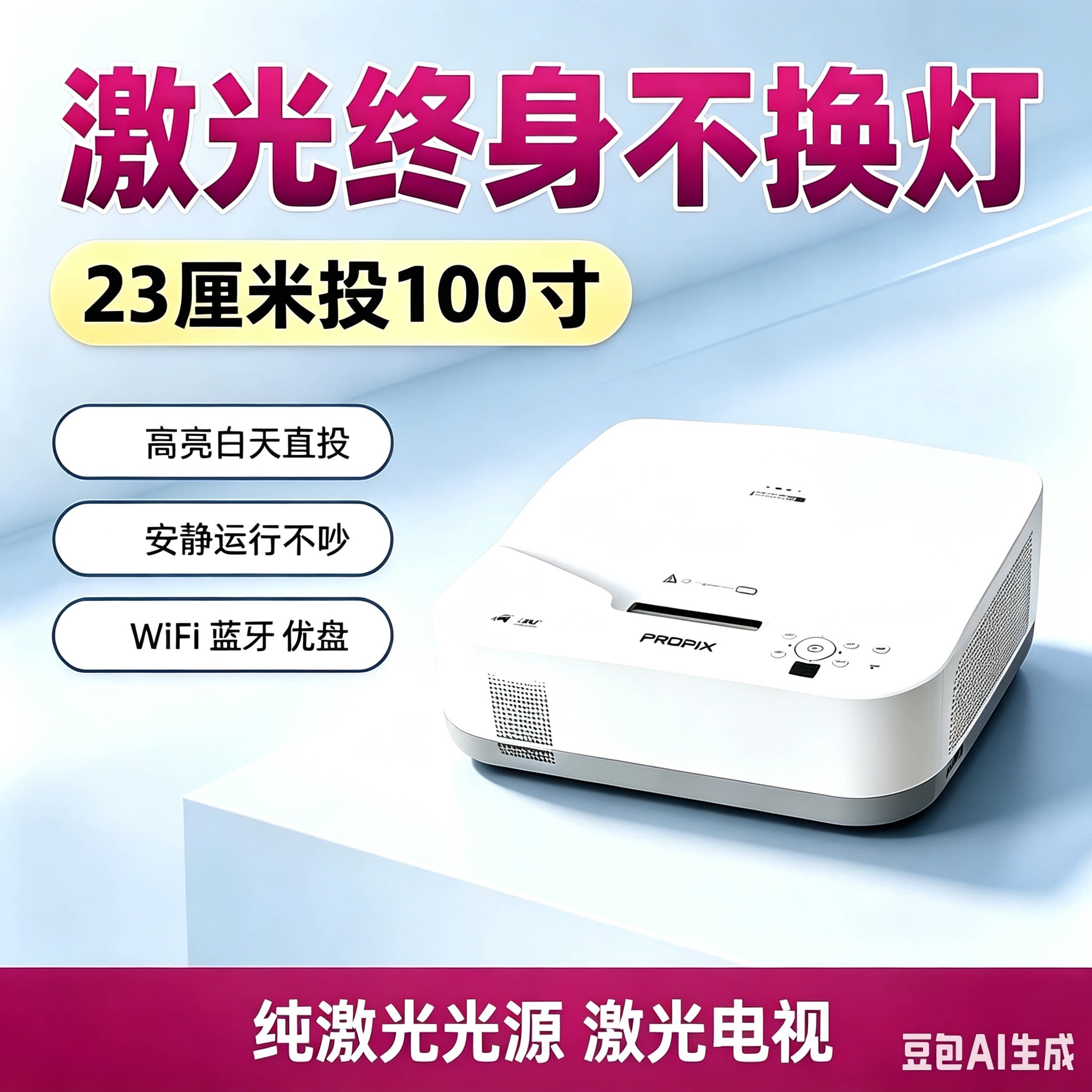 光峰/派克斯UW380C超短焦激光投影仪3d家用高清家庭影院wifi投屏同屏办公教学明基激光支持1080p4k激光电视
