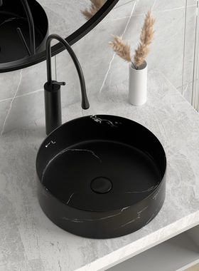 圆形台上盆洗手盆简易阳台洗脸盆面盆家用卫生间陶瓷台盆洗漱盆