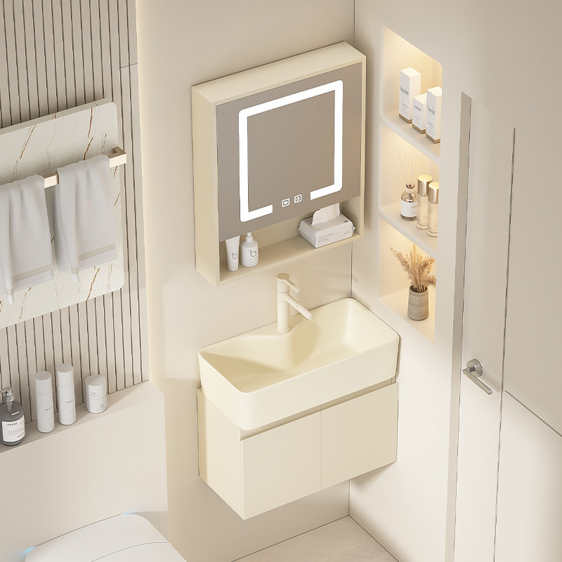 奶油风多层加厚实木浴室柜组合洗手盆小户型洗脸盆卫生间洗漱盆池,家装主材,浴室柜组合,淘宝优惠券,粉丝福利购,淘宝优惠卷