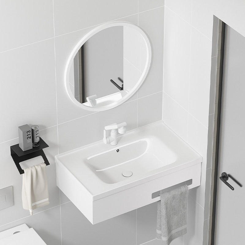 纯白挂墙式不锈钢支架盆小户型卫生间陶瓷洗脸盆阳台壁挂洗手盆池,家装主材,挂墙式洗脸盆,淘宝优惠券,粉丝福利购,淘宝优惠卷