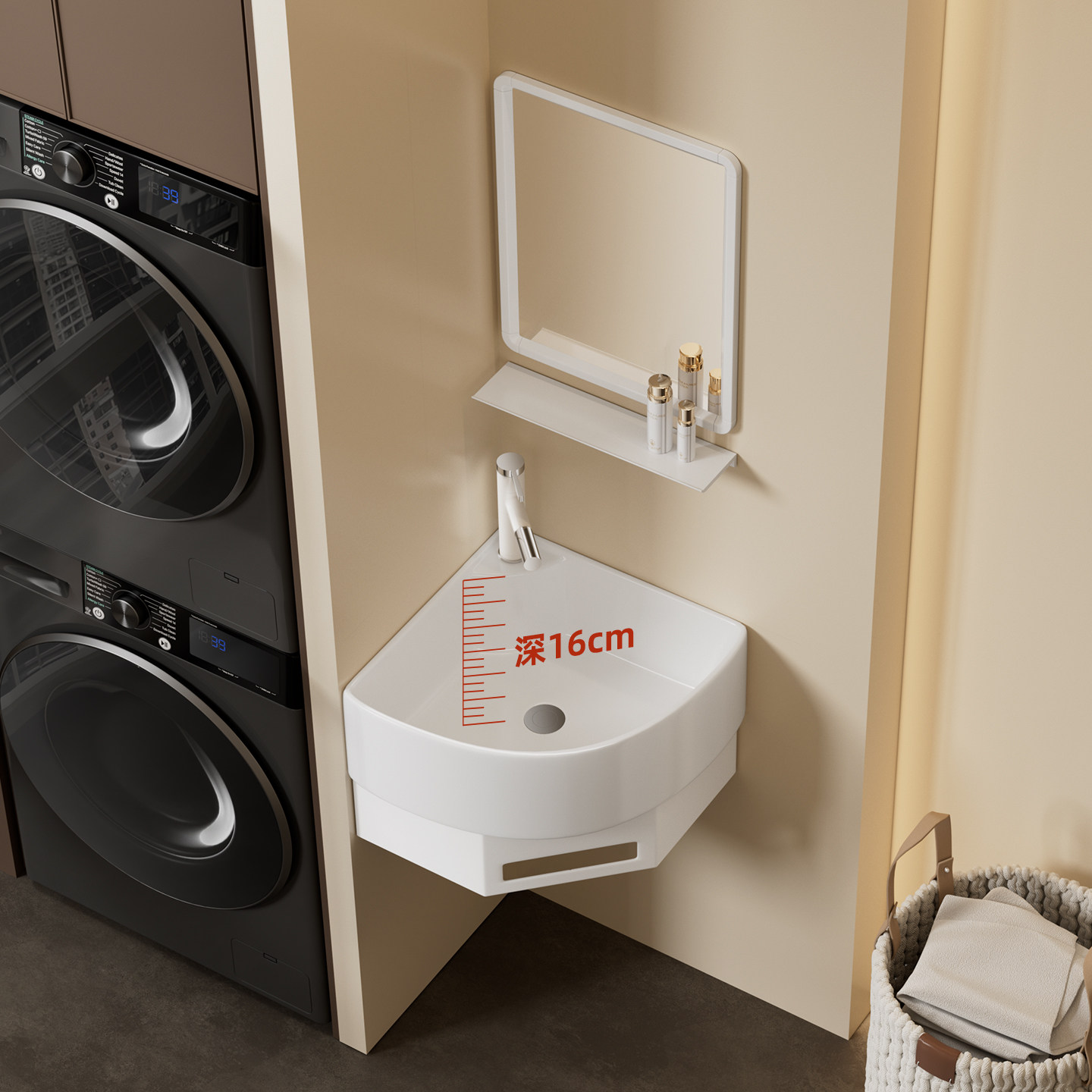 小户型浴室壁挂式不锈钢支架加深一体陶瓷阳台单盆洗脸洗手盆,家装主材,挂墙式洗脸盆,淘宝优惠券,粉丝福利购,淘宝优惠卷