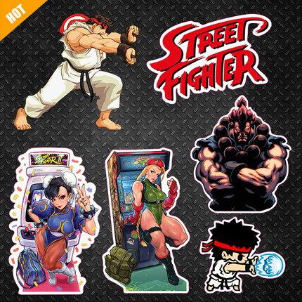 街霸春丽隆格斗游戏电脑笔记本冰箱电动汽车电瓶车反光磁力贴纸