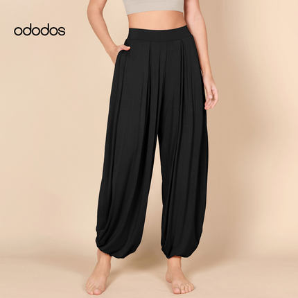 ododos 松弛感阔腿裤女高腰宽松束脚休闲裤慵懒风灯笼裤