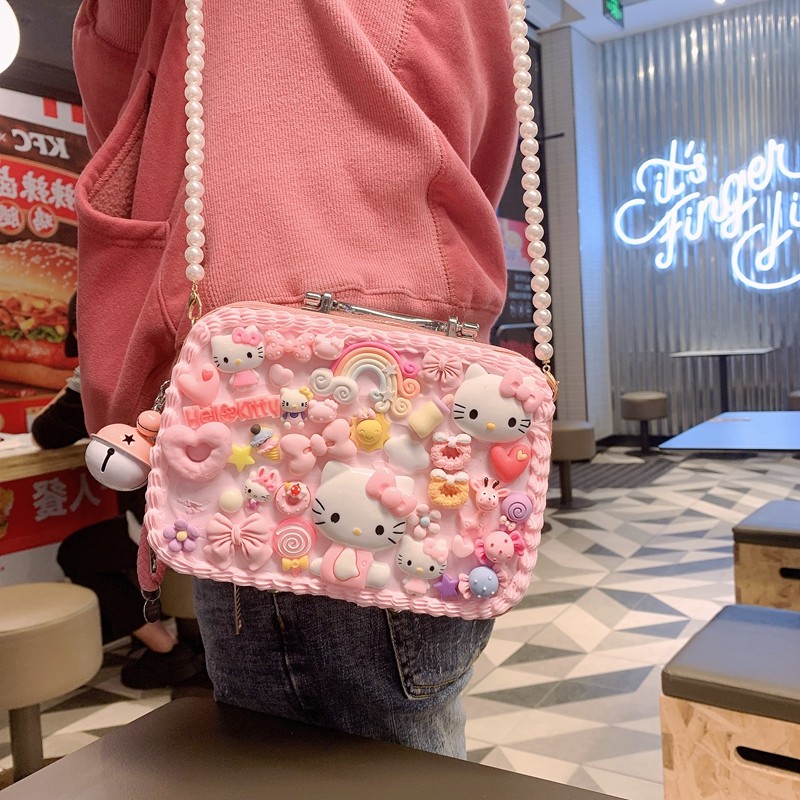 创意卡通可爱玲娜贝儿奶油胶diy材料包化妆箱手提收纳儿童拉链女