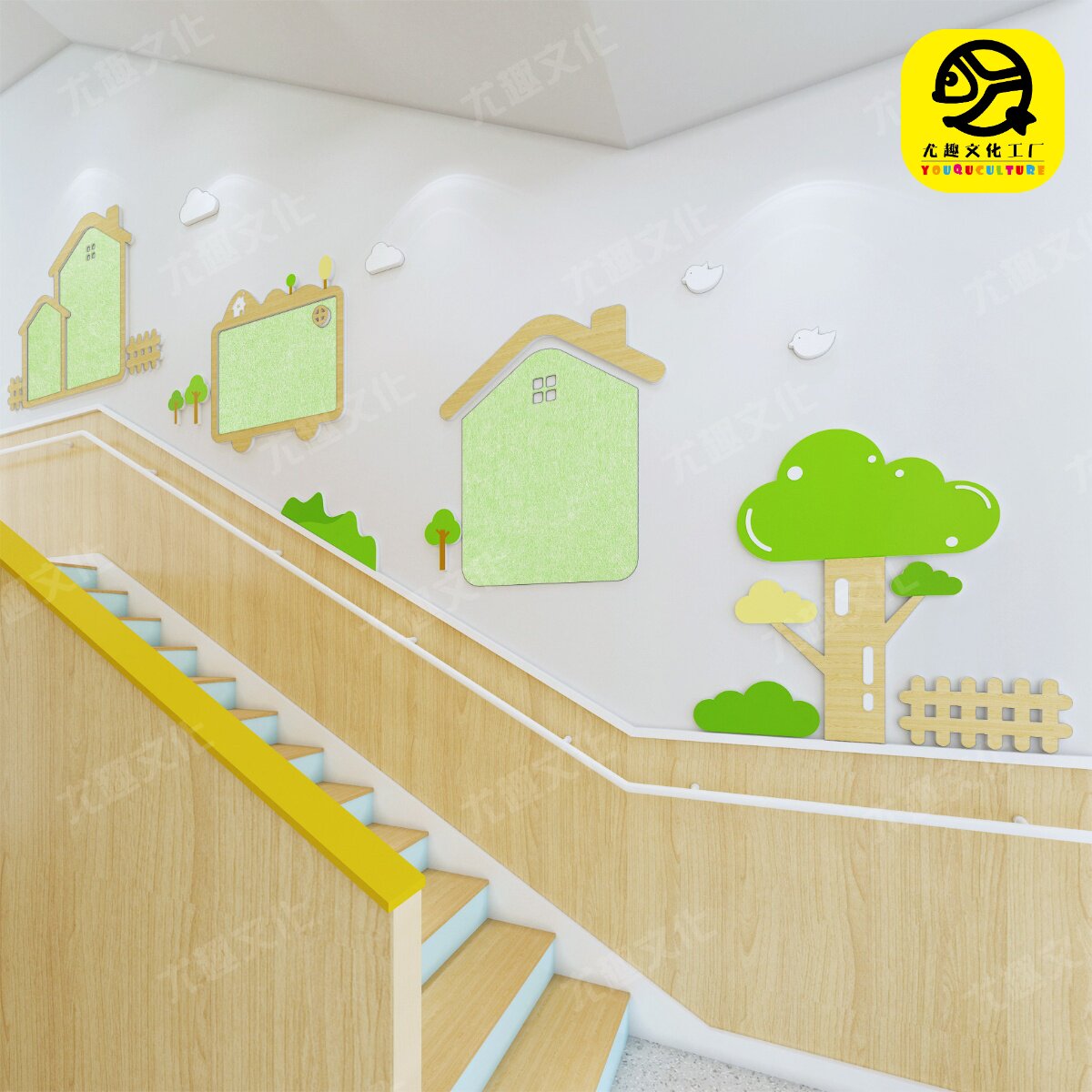 幼儿园PVC木纹印刷家园联系栏软木亚克力家长园地公告栏装饰包邮