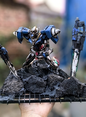 木石现货自由鱼缸单景mg场景破镜战损pg元祖机甲米家智能鱼缸造景