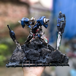 木石现货自由鱼缸单景mg场景破镜战损pg元祖机甲米家智能鱼缸造景