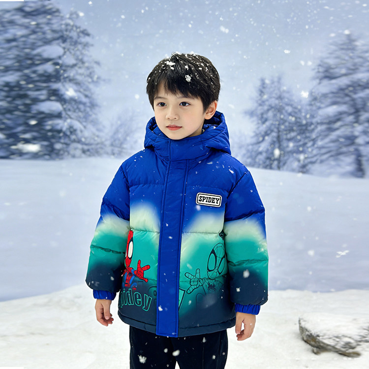 蜘蛛侠男童加厚连帽羽绒服外套