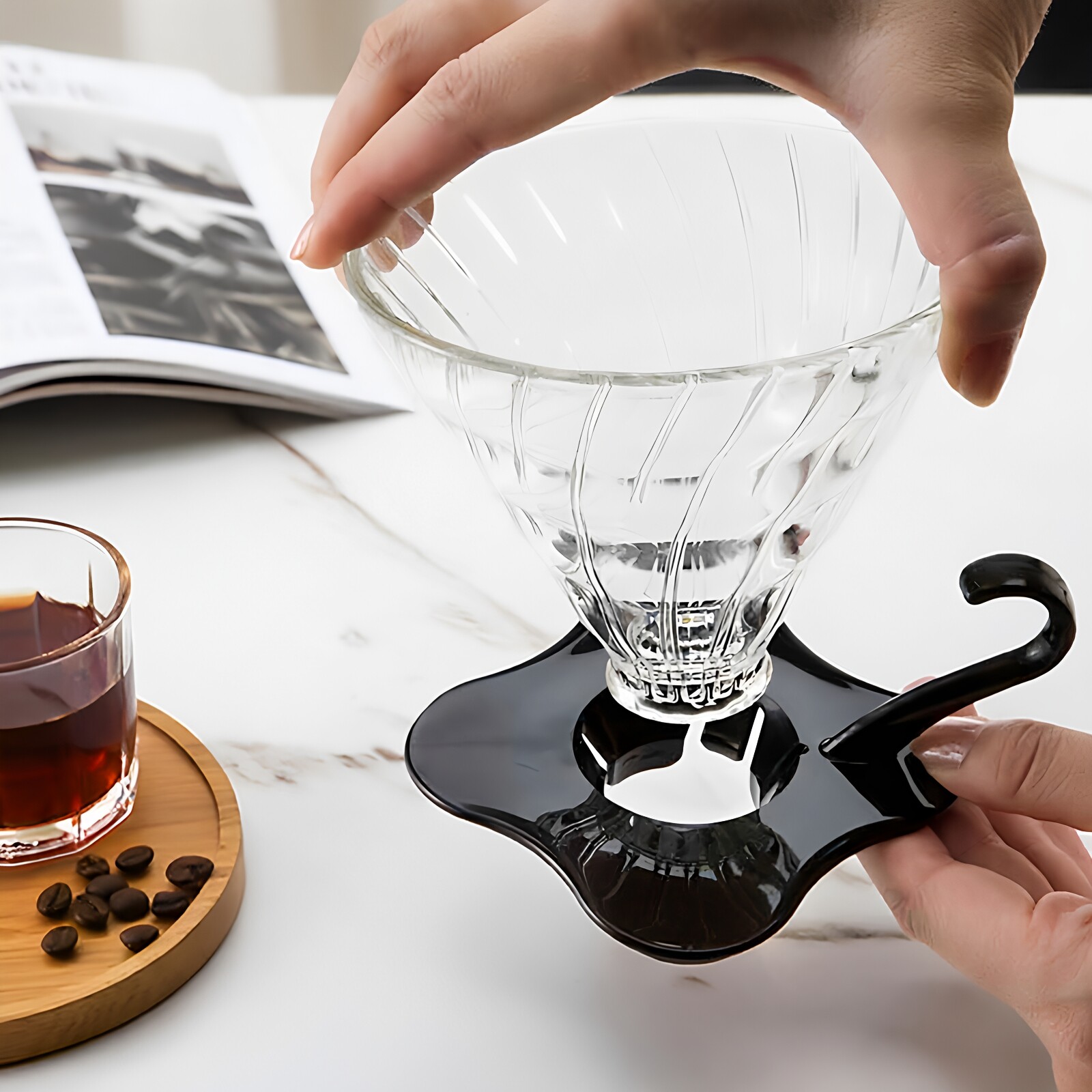 日本hario聪明杯v60咖啡滤杯玻璃漏斗手冲咖啡壶过滤套装器具VDG