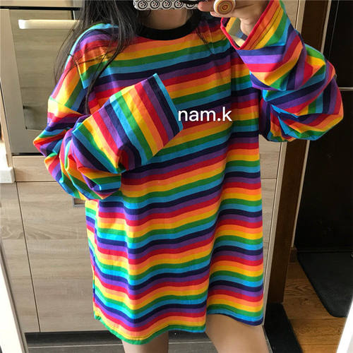 T恤长袖韩版常规条纹棉女