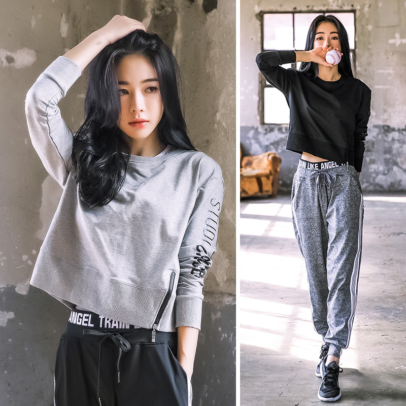 2018新款秋冬健身房运动套装休闲卫衣女长袖瑜伽服跑步速干衣宽松在类目 女装/女士精品, 套装/学生校服/工作制服, 休闲运动套装中 - 来自Buy2taobao.com提供专业的淘宝代购服务