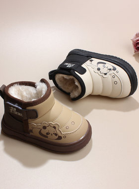 宝宝雪地靴冬季幼儿学步鞋1-3岁男小童加绒保暖棉靴女软底大棉鞋2