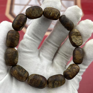 沉香手串99沉高油非沉水手链手串透顶绿棋楠瘤疤10*17mm单圈