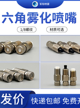 1/8螺纹陶瓷片六角滤网雾化喷头不锈钢滤棉纺织烟雾加湿高压喷嘴