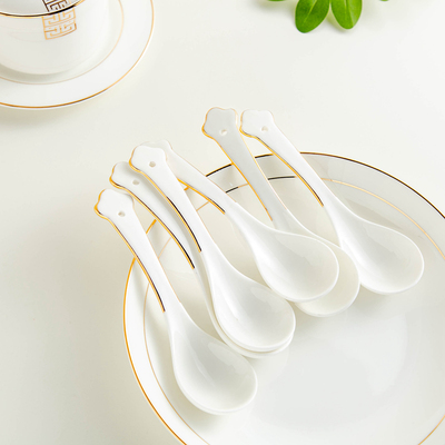 瓷唯雅金边骨瓷勺10支装