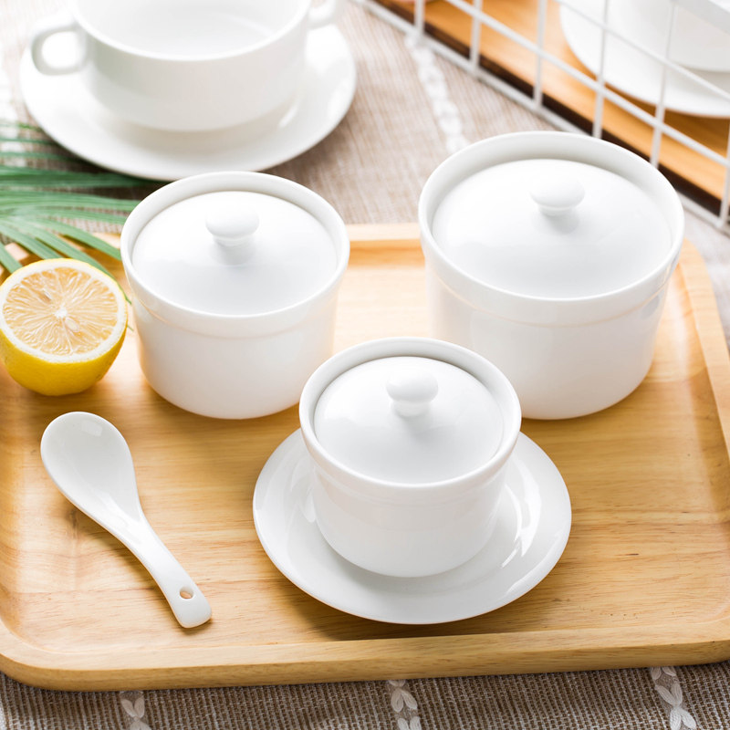 纯白陶瓷带盖隔水炖盅中式家用燕窝蒸蛋汤盅酒店餐厅单人份炖品碗|msdalam kategori pinggan mangkuk, pinggan mangkuk, Bowl - dari Buy2taobao.com untuk memberikan perkhidmatan ejen Taobao profesional membeli