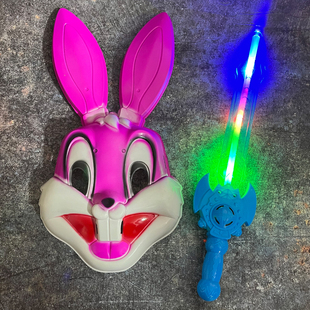 发光全脸卡通兔子面具男女孩玩具仙女棒六一儿童节礼物摄影道具