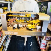 文艺车玩会讲故事 动物巴士车恐龙运输车警车飞机消防车儿童玩具