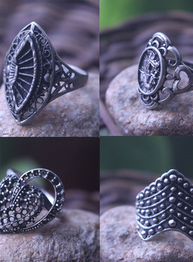 25云南民族风复古做旧戒指