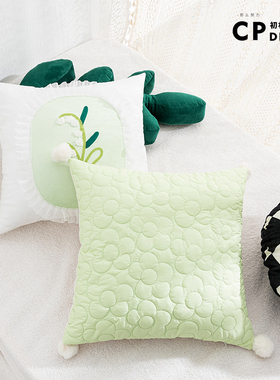 小清新绿色韩式法式田园绣花飘窗靠垫沙发抱枕腰枕民宿酒店样板间