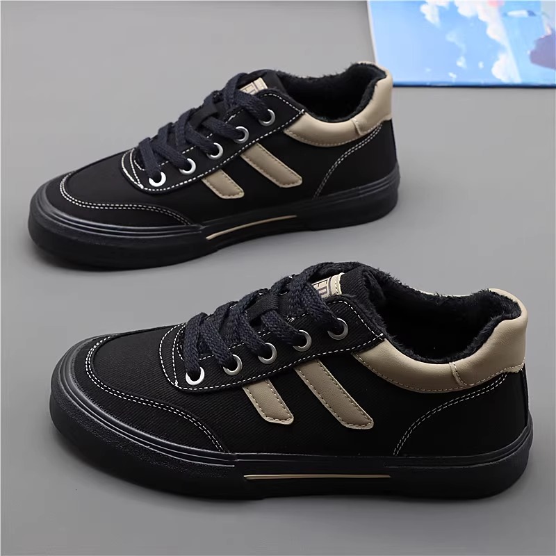 闪步冬季保暖男鞋帆布鞋男士棉鞋