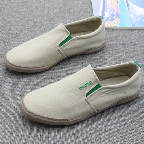 帆布鞋新款低帮一脚蹬透气男鞋子