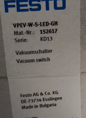 费斯托FESTO真空开关VPEV-W-S-LED-GH订货号152617 现货