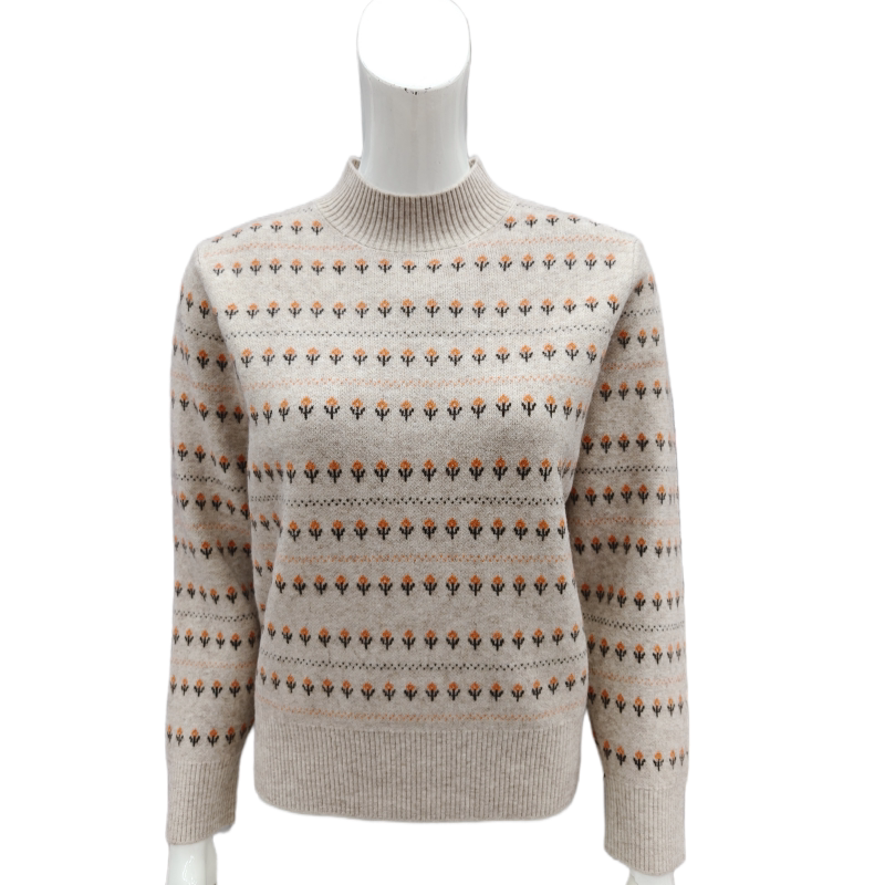 2025新款羊毛衫女洋气半高领针织提花内搭打底衫妈妈秋冬宽松毛衣