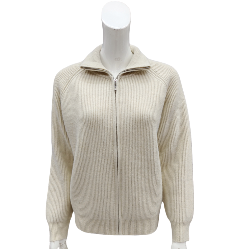 秋冬加厚慵懒风翻领拉链毛衣开衫女韩版宽松百搭立领羊毛针织外套