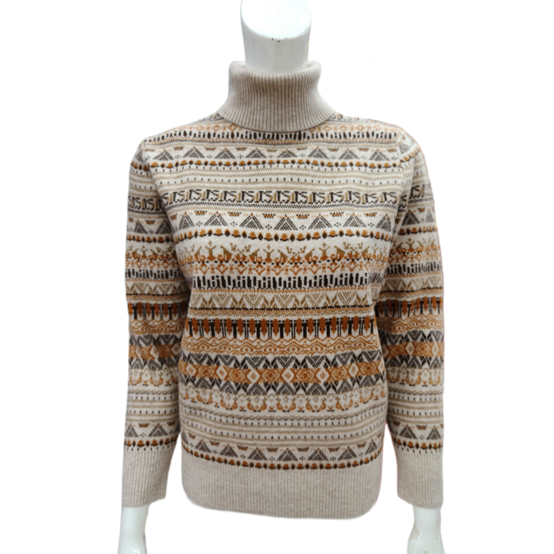 加厚高领毛衣女冬季内搭提花复古慵懒风宽松针织衫撞色两翻领套头,女装/女士精品,毛针织衫,淘宝优惠券,粉丝福利购,淘宝优惠卷