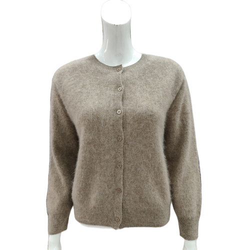 无缝女开衫圆领纯色百搭拉绒羊毛