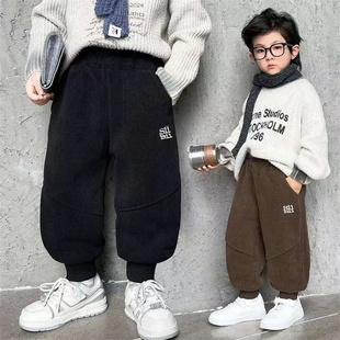 男童一条过冬休闲裤 冬加绒加厚羊羔绒束脚裤 子男孩2025新款 儿童裤