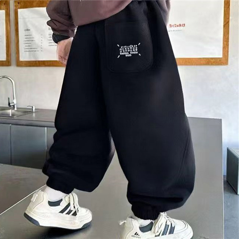男童裤子秋冬款加绒加厚休闲卫裤