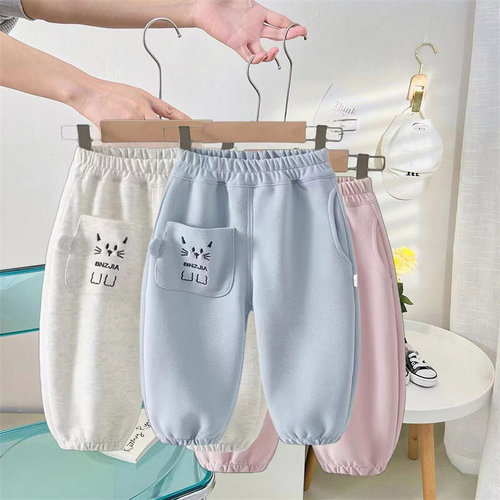 女童裤子春秋款宽松卫裤2026新款宝宝PP裤儿童束脚长裤休闲运动裤