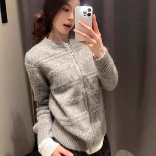 外套女学生拉链宽松外搭慵懒风针织衫 秋冬韩系休闲毛衣开衫 上衣女